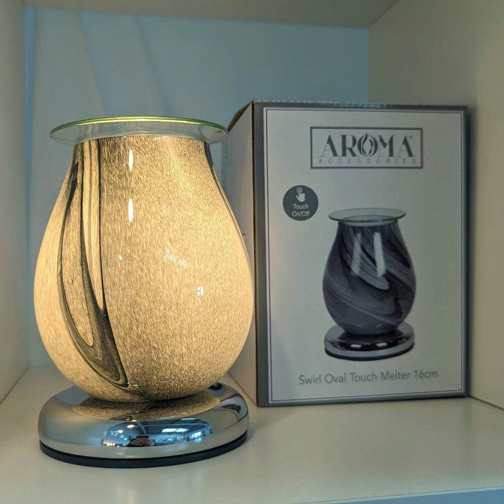 Electric Wax Melt Burner Touch - Grey Swirl Oval