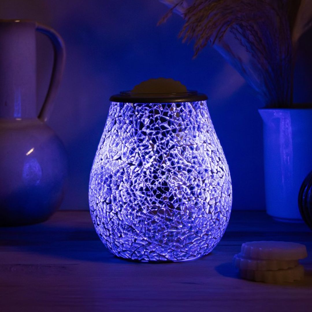 Mosaic Aroma Lamp Colour-Changing Electric Wax Melt Warmer Blue Purple