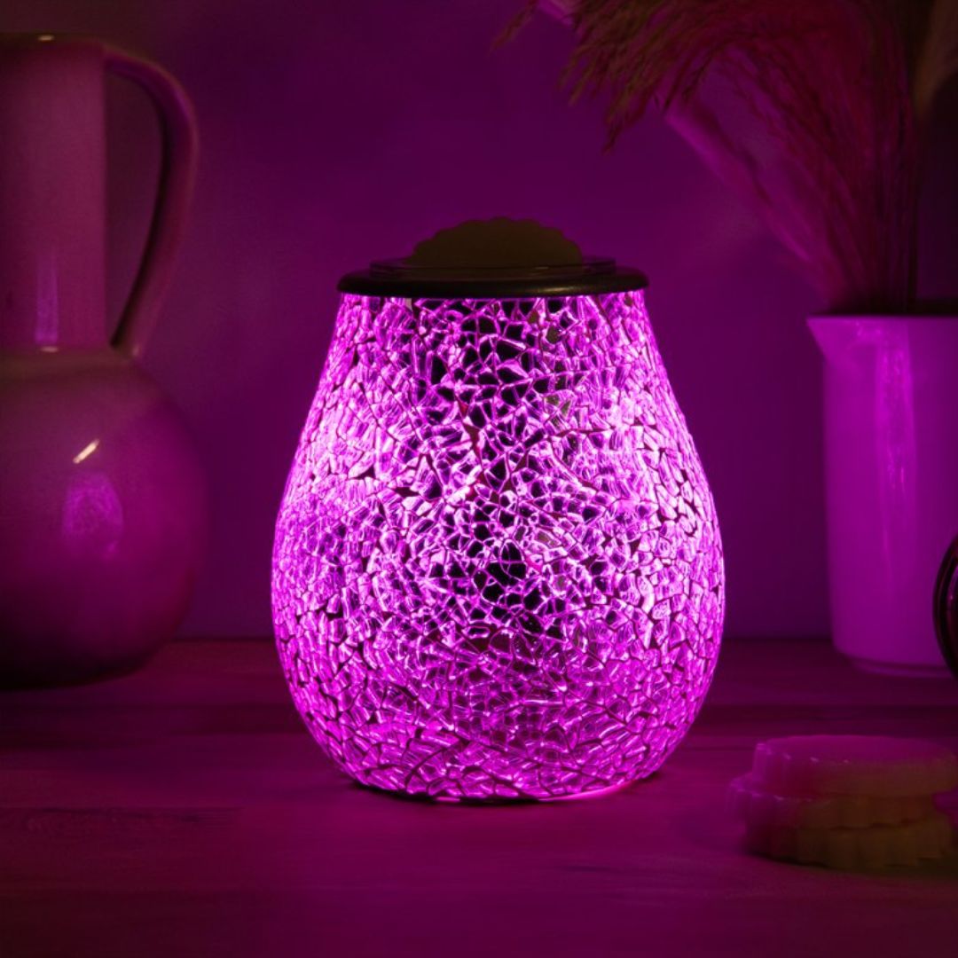 Mosaic Aroma Lamp Colour-Changing Electric Wax Melt Warmer Pink Purple