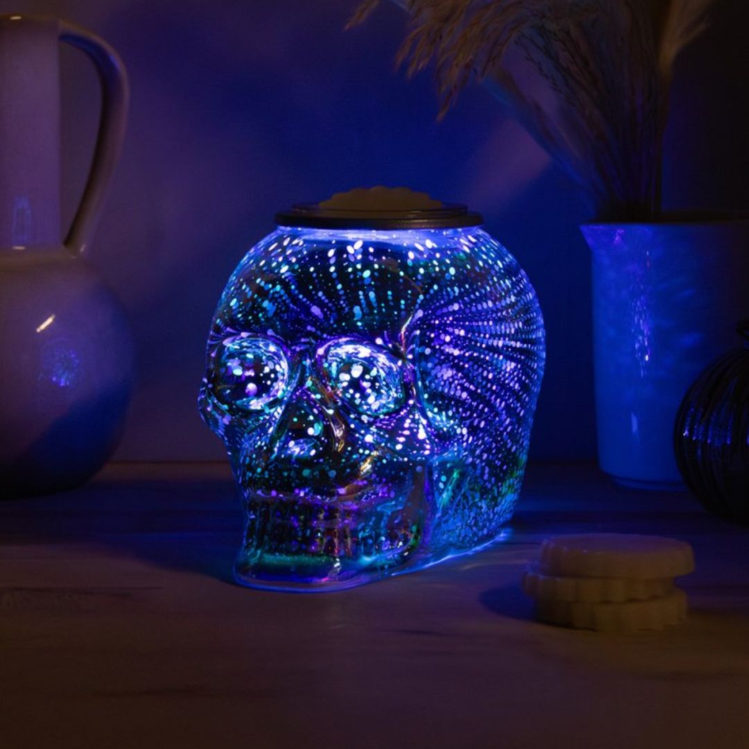 Skull Aroma Lamp Colour-Changing Electric Wax Melt Warmer Blue