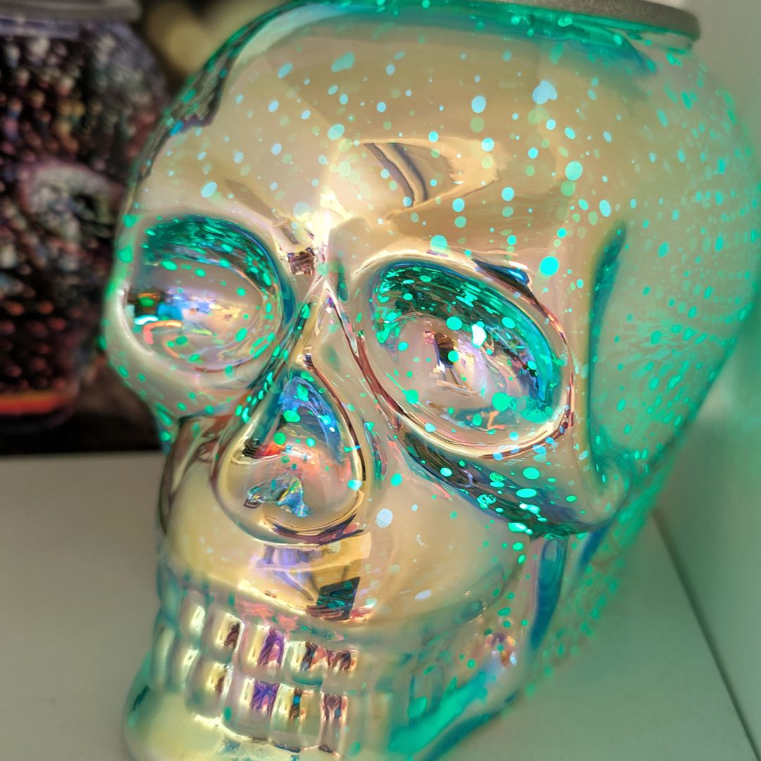 Skull Aroma Lamp Colour-Changing Electric Wax Melt Warmer Daytime Green Blue