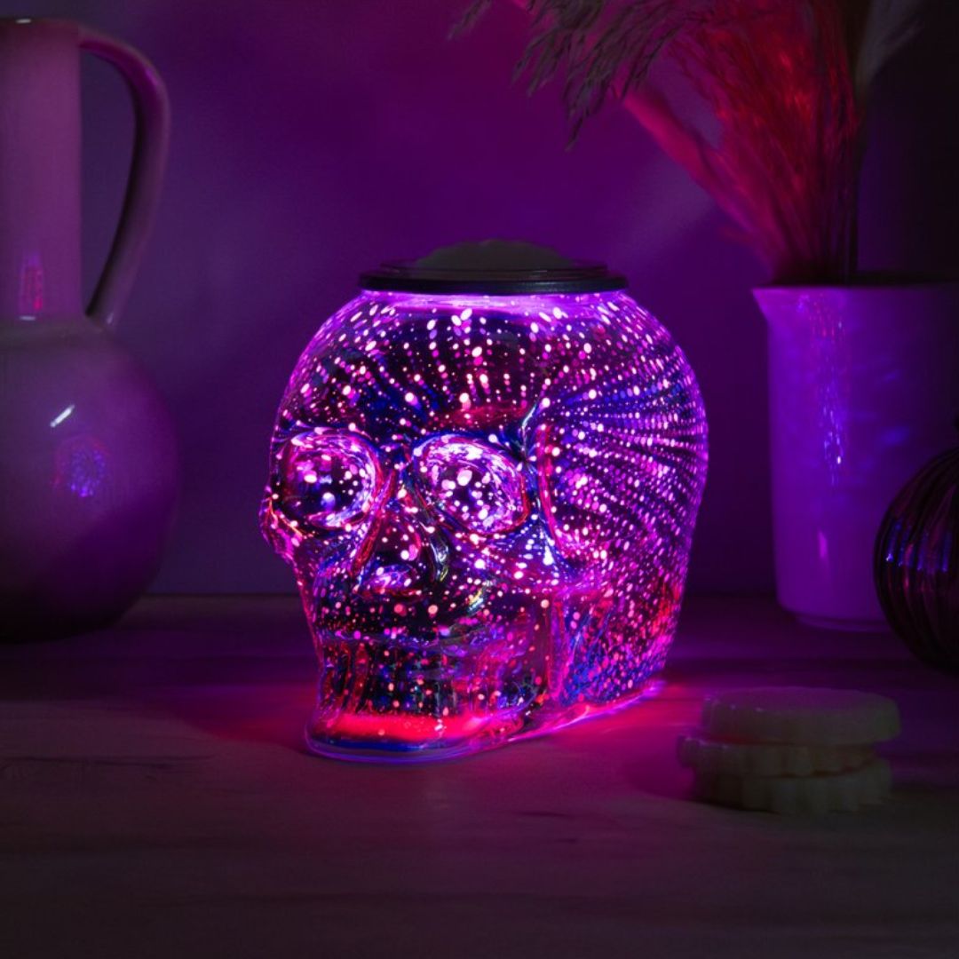 Skull Aroma Lamp Colour-Changing Electric Wax Melt Warmer Pink Purple