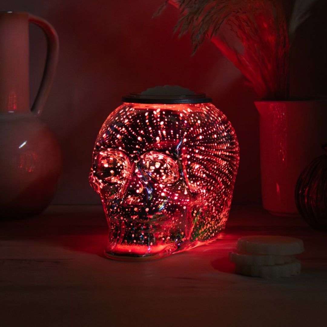 Skull Aroma Lamp Colour-Changing Electric Wax Melt Warmer Red