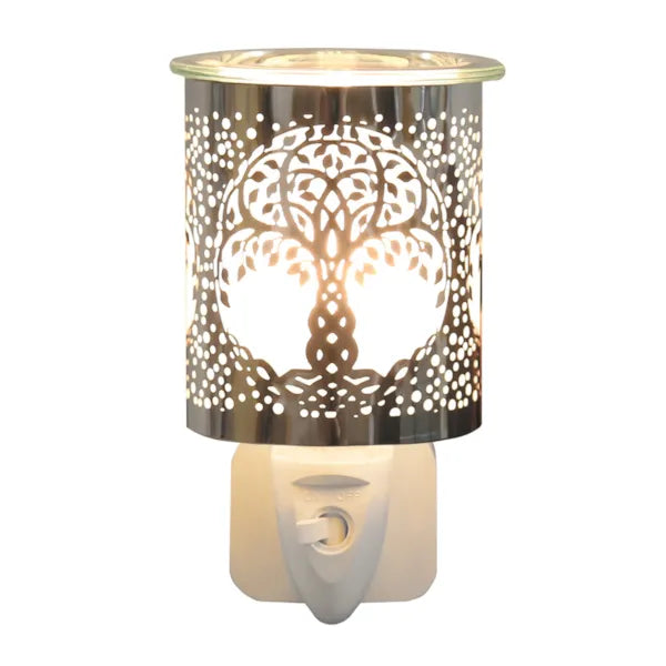 Wax Melt Burner Plug In - Chrome Tree Of Life