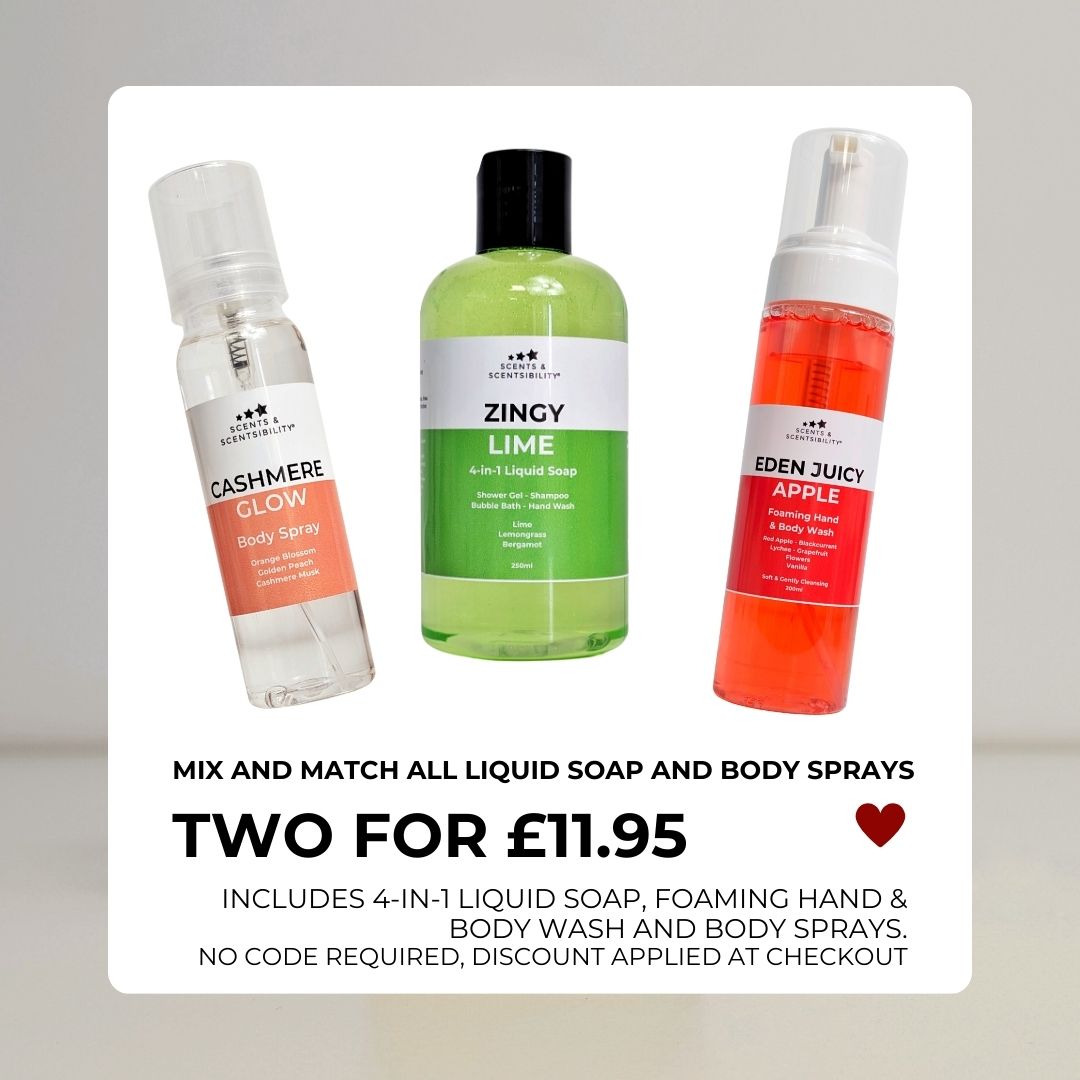 Mix And Match Any Two Liquid Soaps and Body Sprays for £11.95