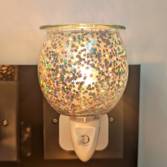 Wax Melt Burner Plug In - Silver Glitter Star