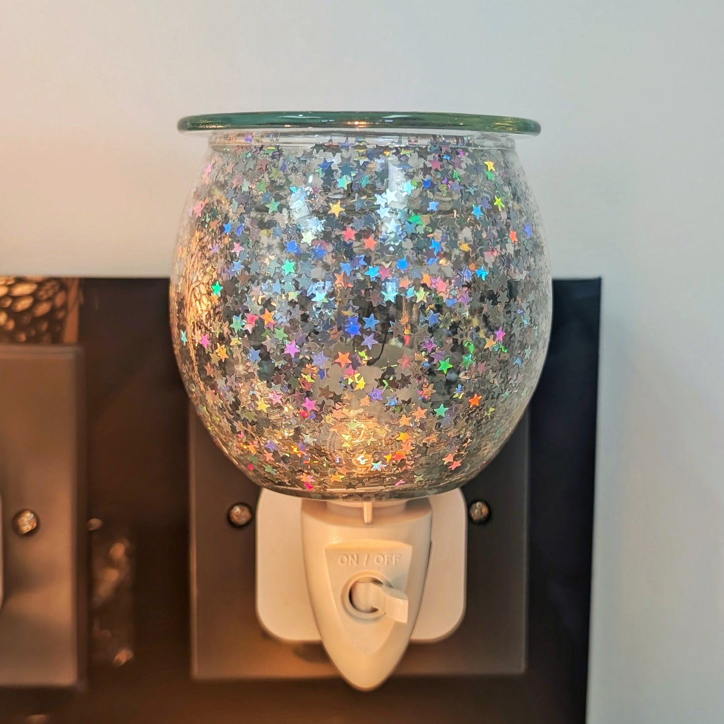 Wax Melt Burner Plug In - Silver Glitter Star