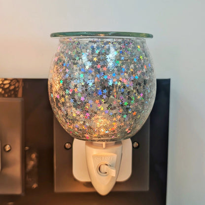 Wax Melt Burner Plug In - Silver Glitter Star