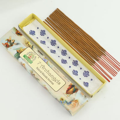 Incense sticks with their packaging on a white background