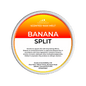 Scented wax melt container labeled 'Banana Split' on a green background