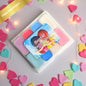 Colorful wax melt set with 'Bestie Behaviour' card on a grey background with heart decorations and free shipping text.