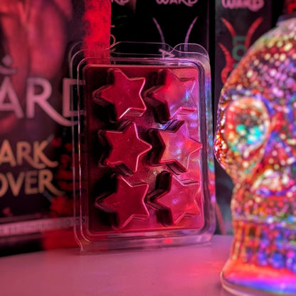 Red wax melts in a star-shaped clamshell