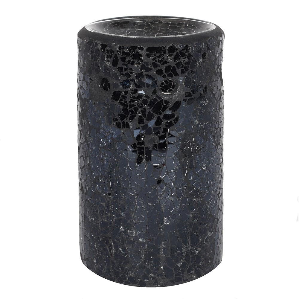 Black Pillar Crackle Glass Wax Melt and Oil Burner