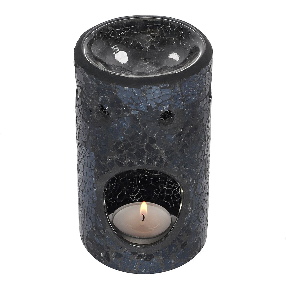 Black Pillar Crackle Glass Wax Melt and Oil Burner