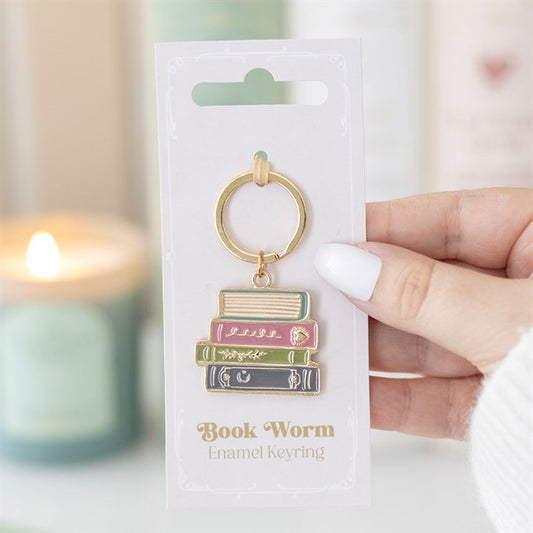 Book Worm Keyring in packaging
