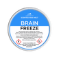 Scented wax melt container labeled 'Brain Freeze' with blue label and white text on a green background.