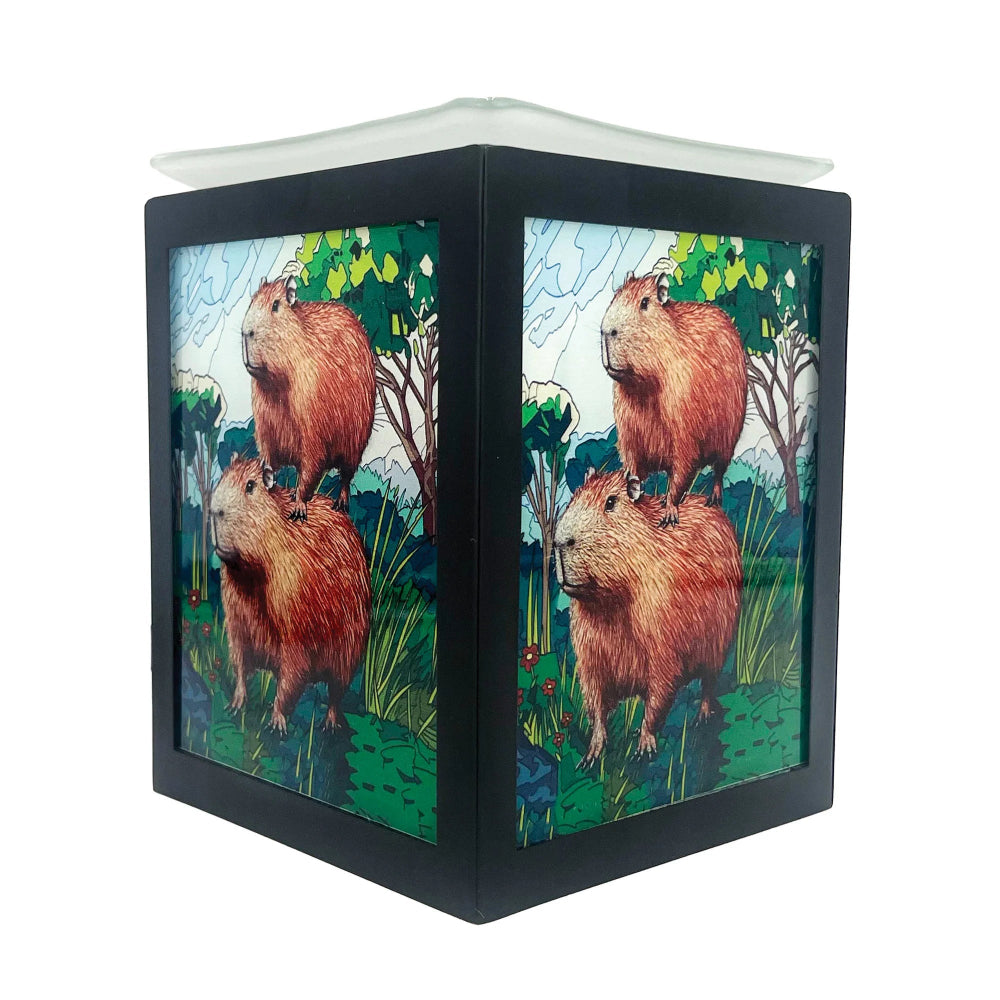 Decorative wax warmer with capybara design on a white background