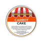 Scented wax melt container with 'Barrie's Bakehouse' branding and 'Carrot Cake' flavor on a green background.