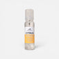 Clear bottle of citrus body spray on a white background