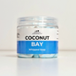 Jar of 'Coconut Bay' whipped soap on a white background