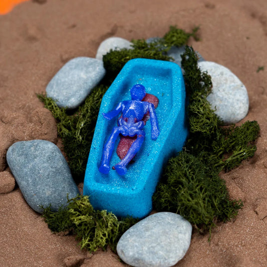Coffin Bath Bombs with spooky toy