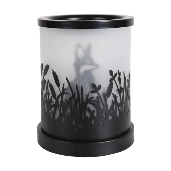Electric Fox Silhouette Wax Melt Warmer turned off on a white background
