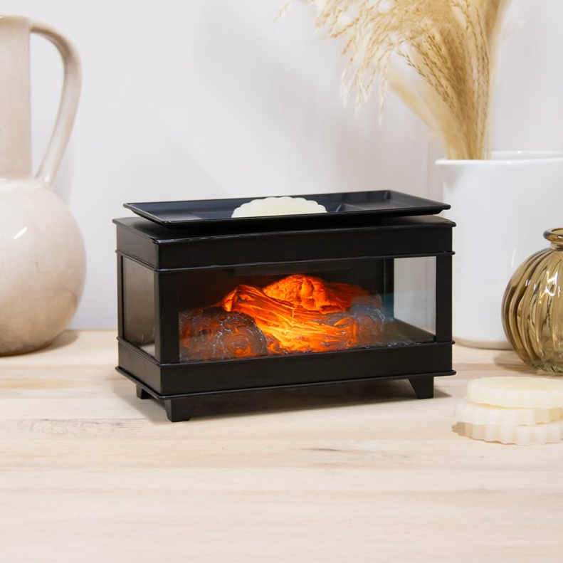 Electric Log Burner Wax Melter – Black Oblong 