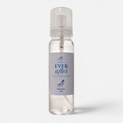 Clear spray bottle labeled 'Ever After' on a white background