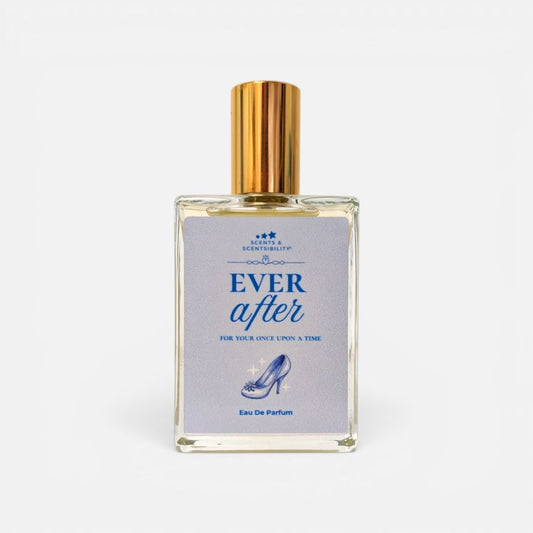 Perfume bottle labeled 'Ever After' on a white background