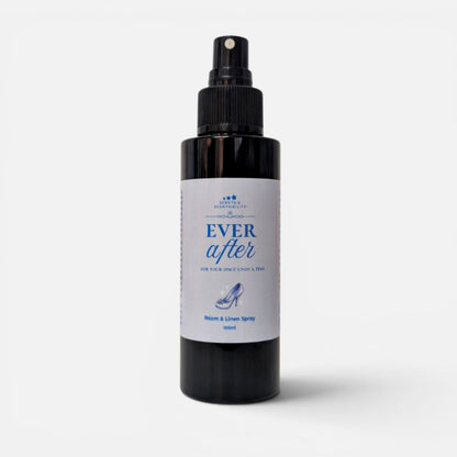 Black spray bottle labeled 'Ever After' on a white background