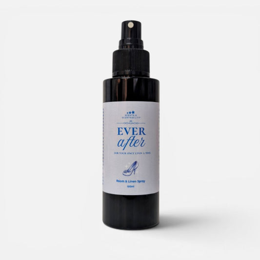 Black spray bottle labeled 'Ever After' on a white background