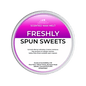 Scented wax melt container labeled 'Freshly Spun Sweets' on a green background