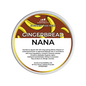 A round tin of Scents & Scentsibility Gingerbread Nana scented wax melt, featuring a brown and white label with yellow banana illustrations.