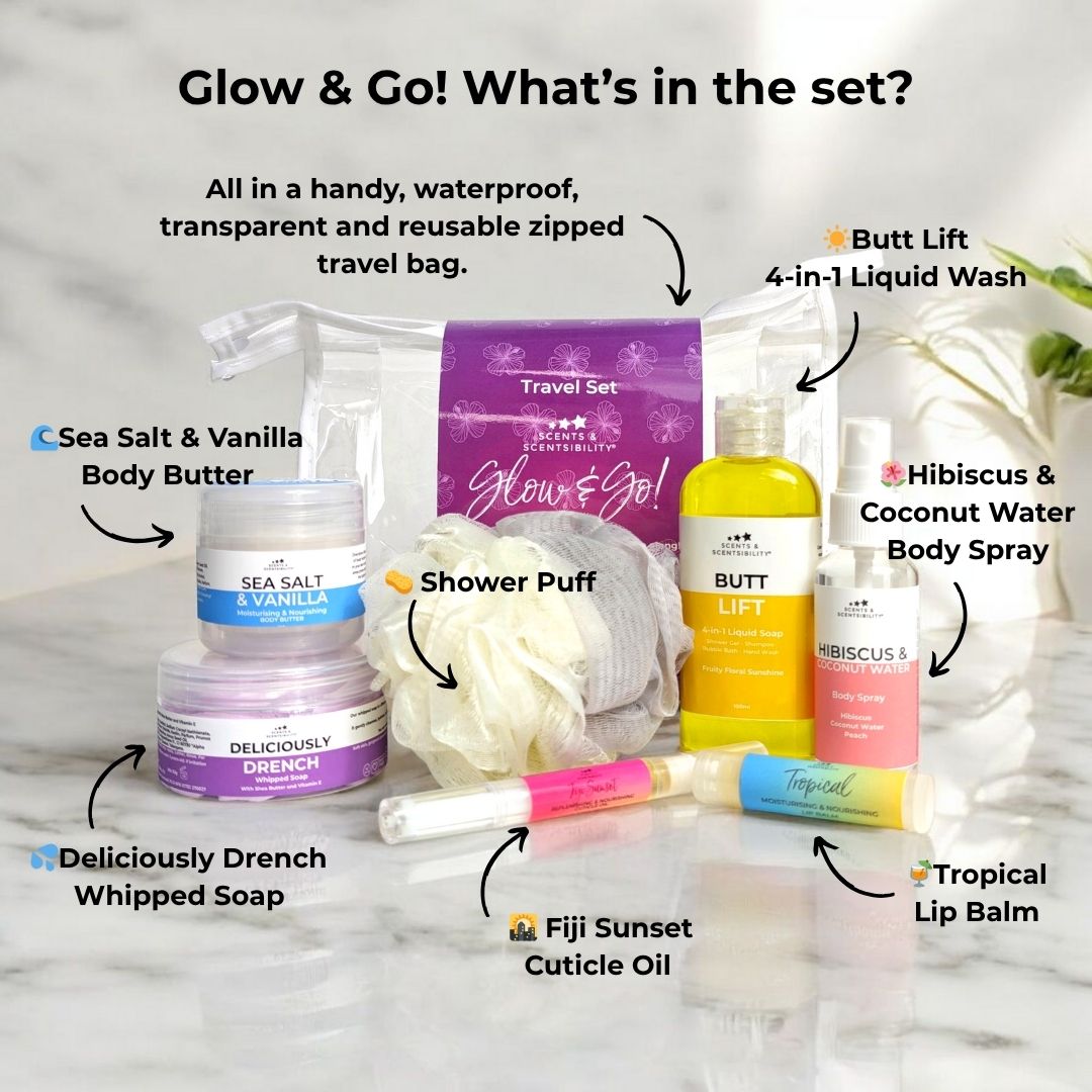 Glow & Go! Spa Travel Set – Mini Spa Toiletries for Travel