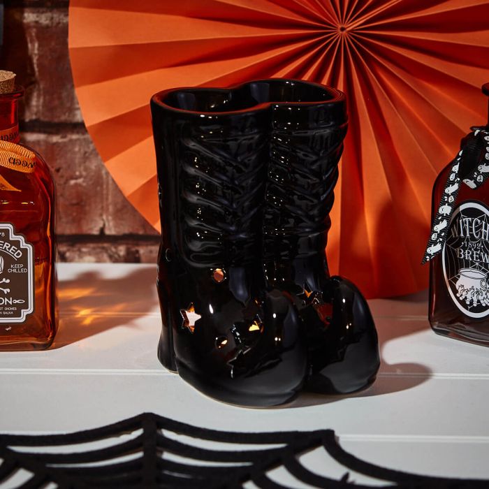 Halloween Witch Boots Wax Melt Burner – Black Cutout Ceramic