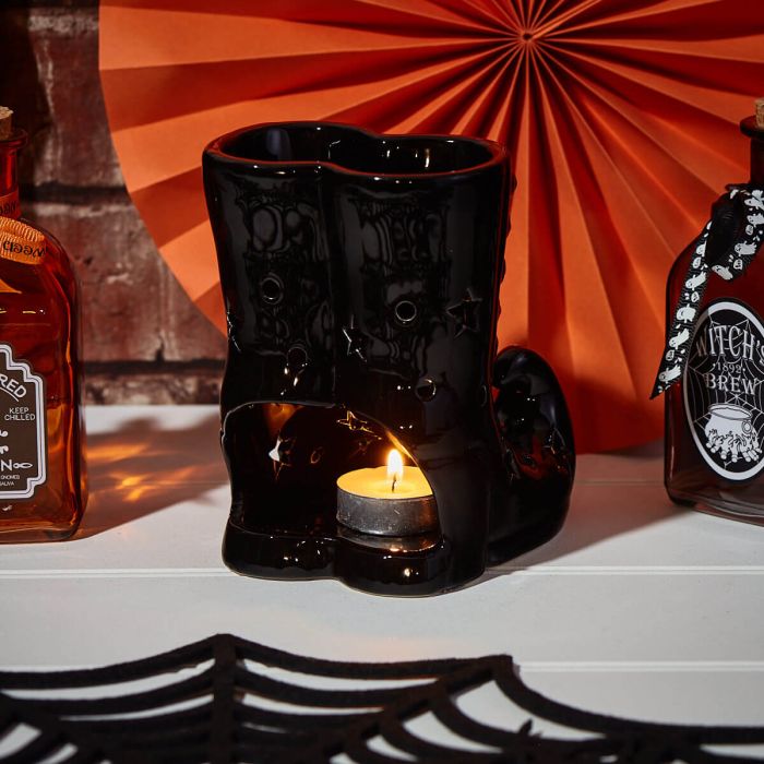 Halloween Witch Boots Wax Melt Burner – Black Cutout Ceramic