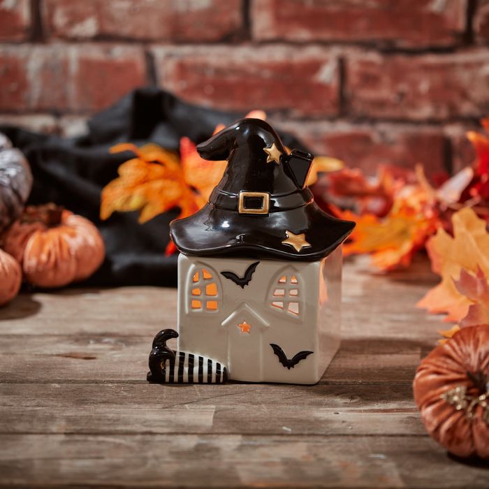 Halloween Witch House Wax Melt Burner – Ceramic with 3D Legs