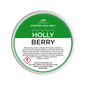 Scented wax melt container labeled 'Holly Berry' with green and white design.