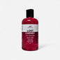 A plastic bottle of burgundy coloured liquid soap with a label saying 'Lost Cherry' on a white background