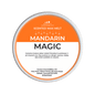 Scented wax melt container labeled 'Mandarin Magic' on a green background