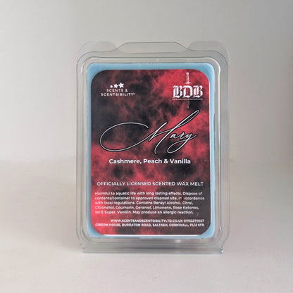 Scented wax melt package with brand logo on a white background