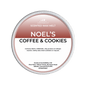 Scented wax melt container labeled 'Noel's Coffee & Cookies' on a green background