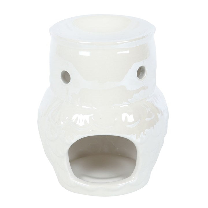 Owl Iridescent Oil Burner & Wax Warmer white background rear view