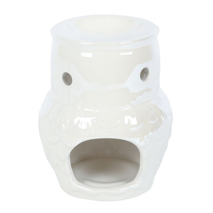Owl Iridescent Oil Burner & Wax Warmer white background rear view