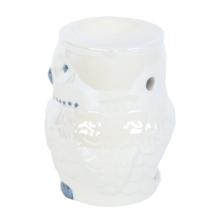 Owl Iridescent Oil Burner & Wax Warmer white background side view