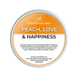 A Scents & Scentsibility Scented Wax Melt in the scent 'Peach, Love & Happiness' against a solid dark green background.