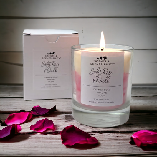 Soft Rose & Oudh 30cl Glass Candle