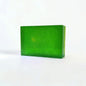 Green rectangular Pick Me Up Lime & Eucalyptus soap bar with a subtle shimmer on a white background.
