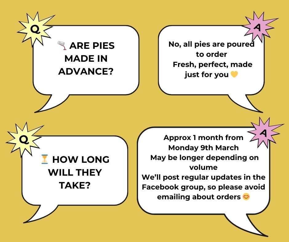 Dialogue bubbles with text on a yellow background