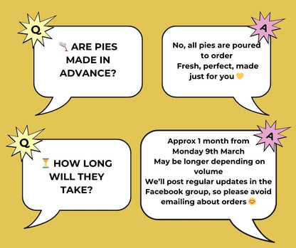 Dialogue bubbles with text on a yellow background